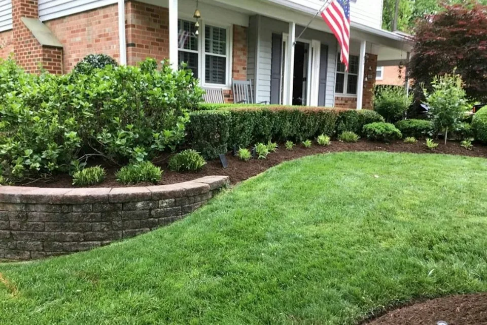 Manicured lawn and edged landscaping at a residential home
