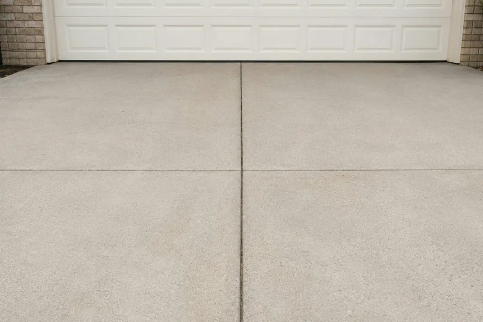 Concrete driveway restored to clean, spotless condition